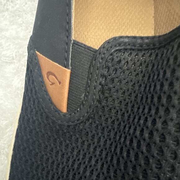 Olukai Pehuea Black Taupe Mesh Casual Slip On Loafers Shoes Women's 11 - Picture 5 of 12